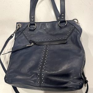 B. Makowsky Navy Leather Silver Studded purse.